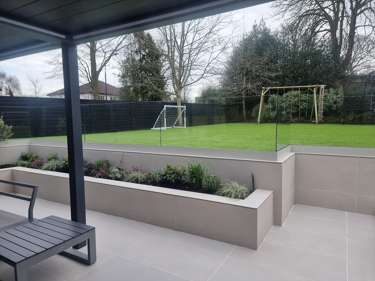 A frameless glass sunken terrace in Bowdon — further view of the completed installation