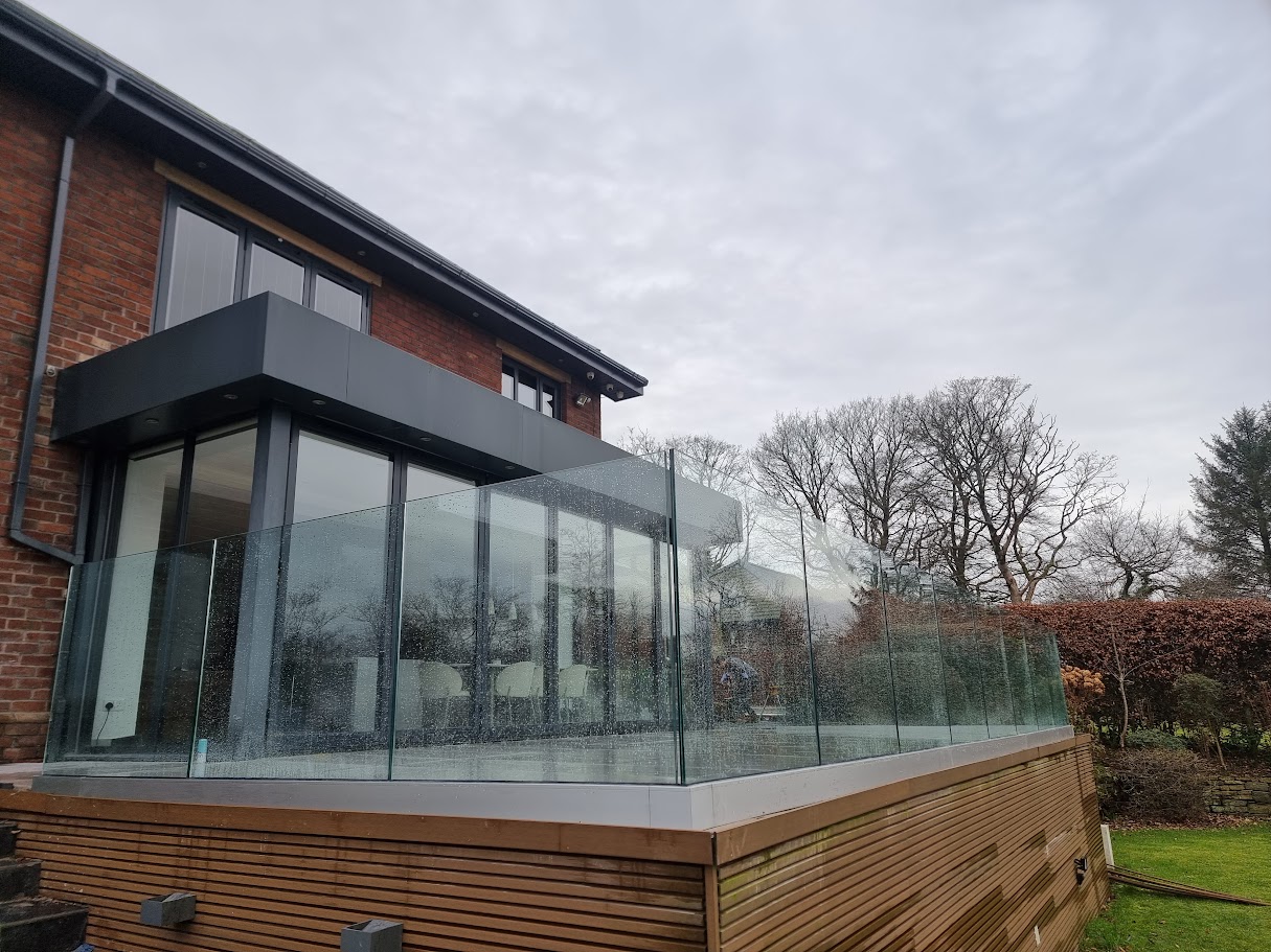 A frameless glass garden terrace in Uppermill — Manchester Balustrades installation
