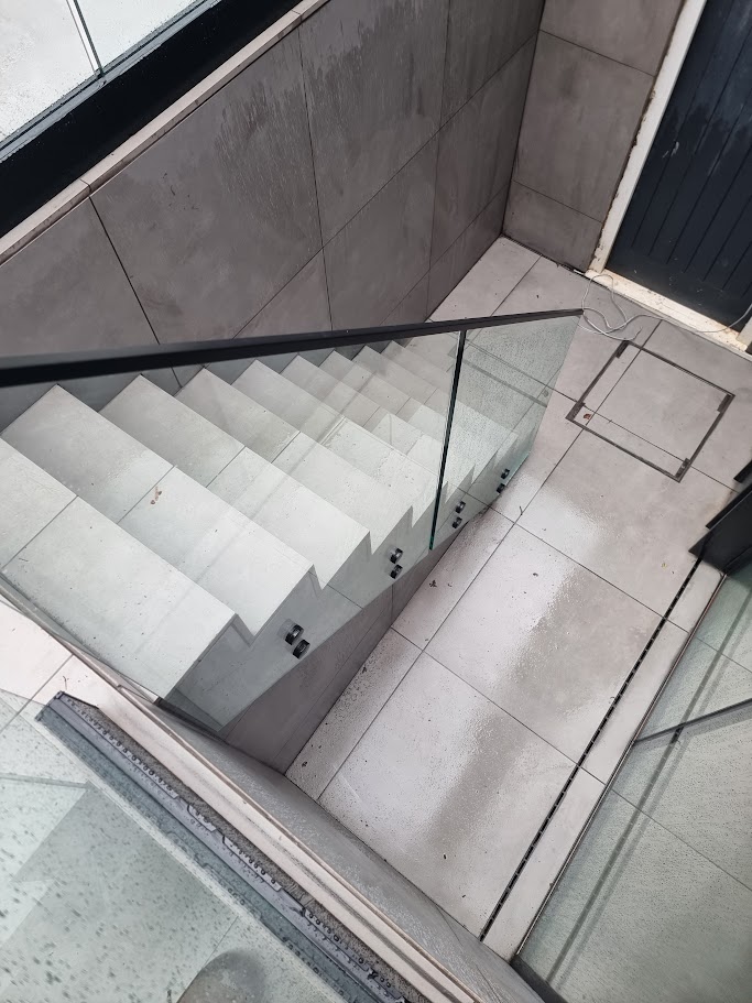 A sunken terrace and garden stairwell in Didsbury — further view of the completed installation