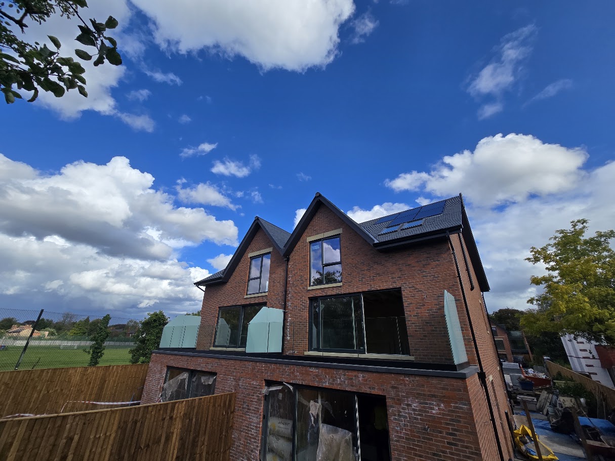 Frameless glass terrace balustrade on a new-build home — further view of the completed installation