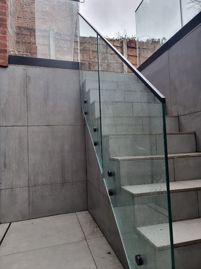 A sunken terrace and garden stairwell in Didsbury — further view of the completed installation
