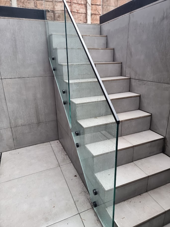 A sunken terrace and garden stairwell in Didsbury — further view of the completed installation