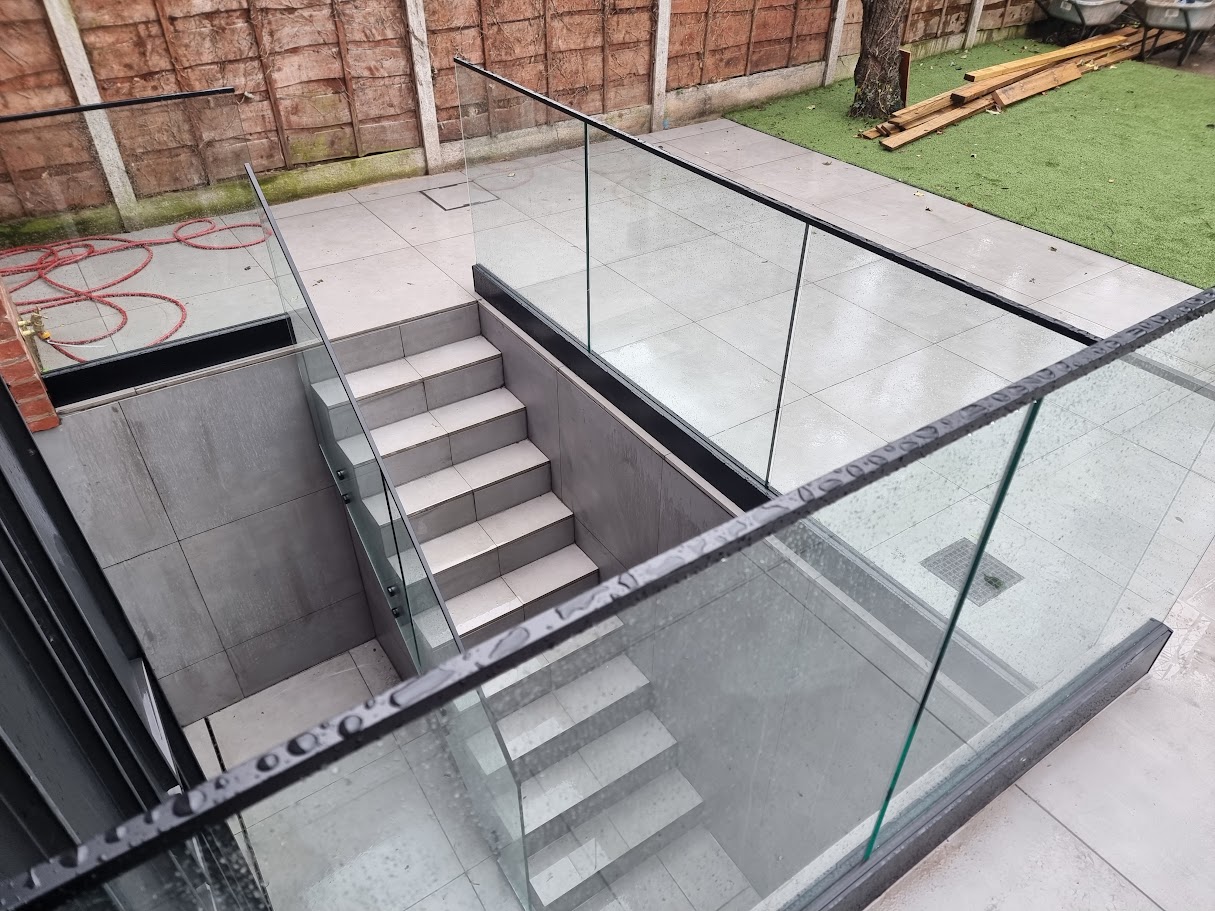 A sunken terrace and garden stairwell in Didsbury — further view of the completed installation