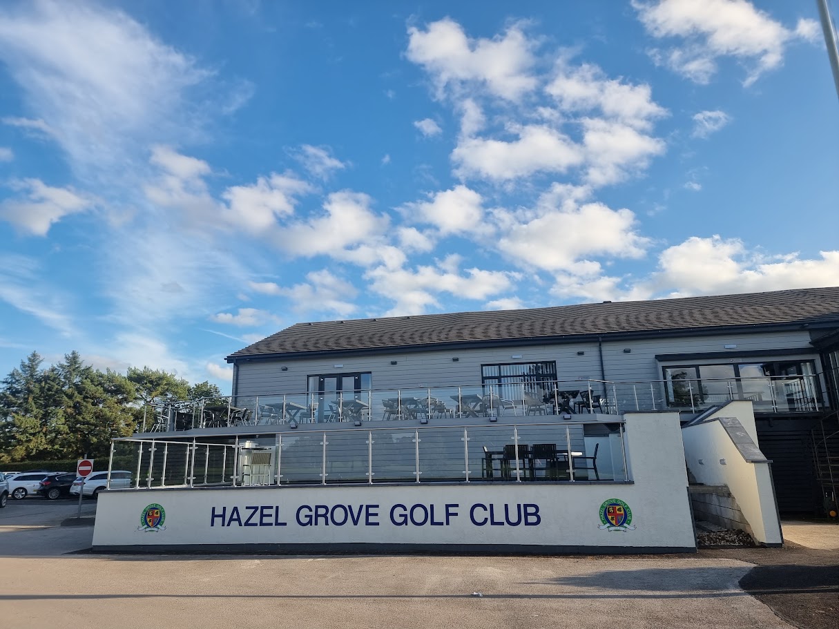 Stainless and glass terraces at Hazel Grove Golf Club — further view of the completed installation
