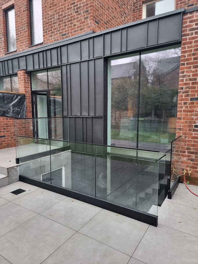 A sunken terrace and garden stairwell in Didsbury — Manchester Balustrades installation