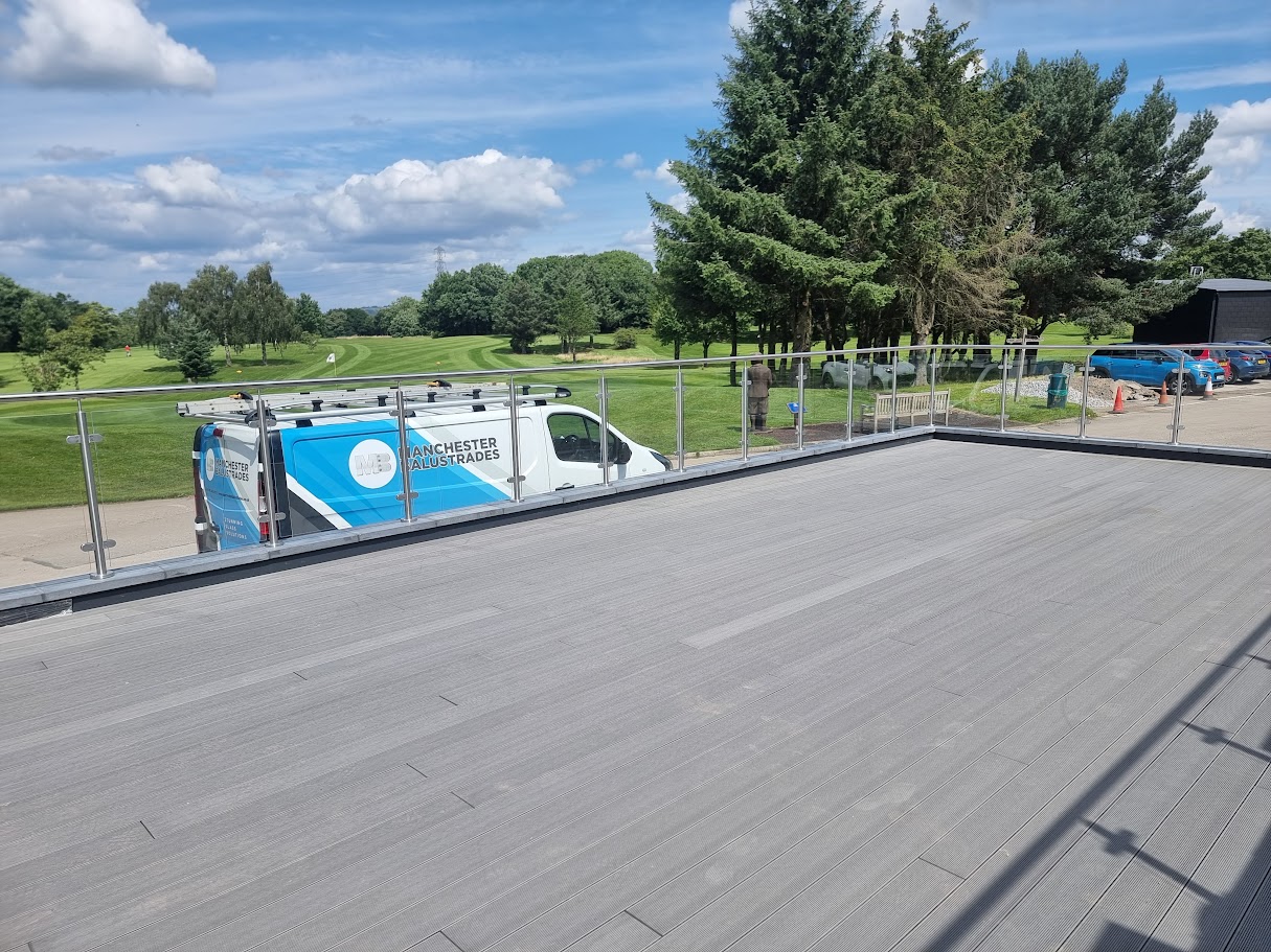 Stainless and glass terraces at Hazel Grove Golf Club — Manchester Balustrades installation