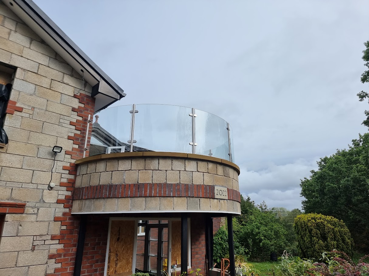 A curved glass balcony in Marple Bridge — further view of the completed installation