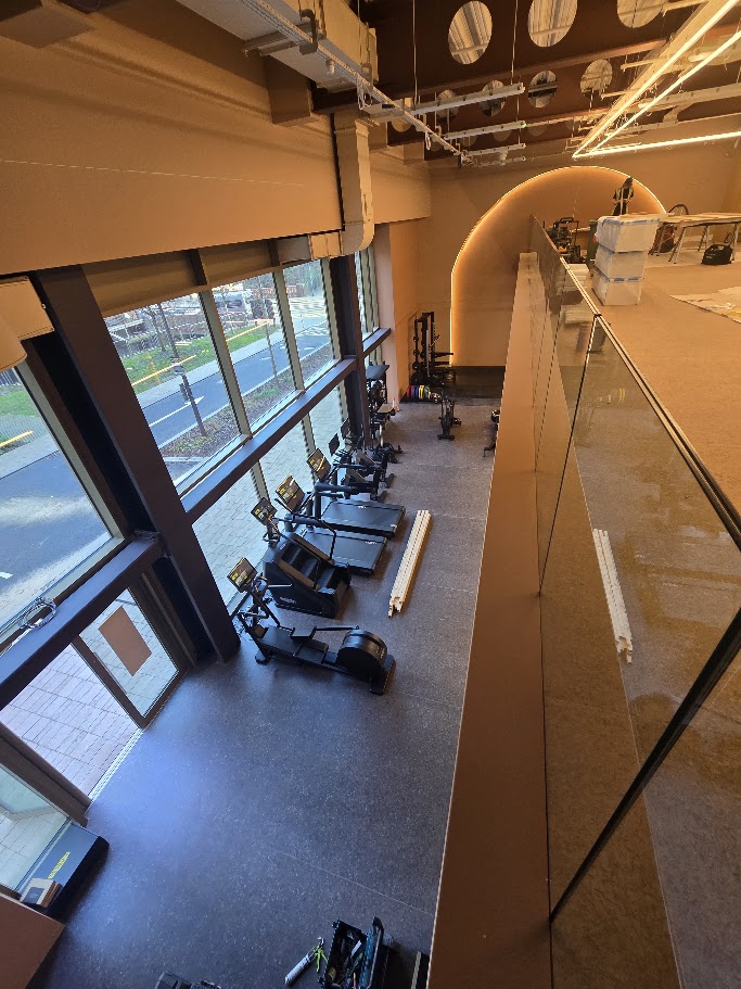 Frameless glass mezzanine and stair balustrades — further view of the completed installation