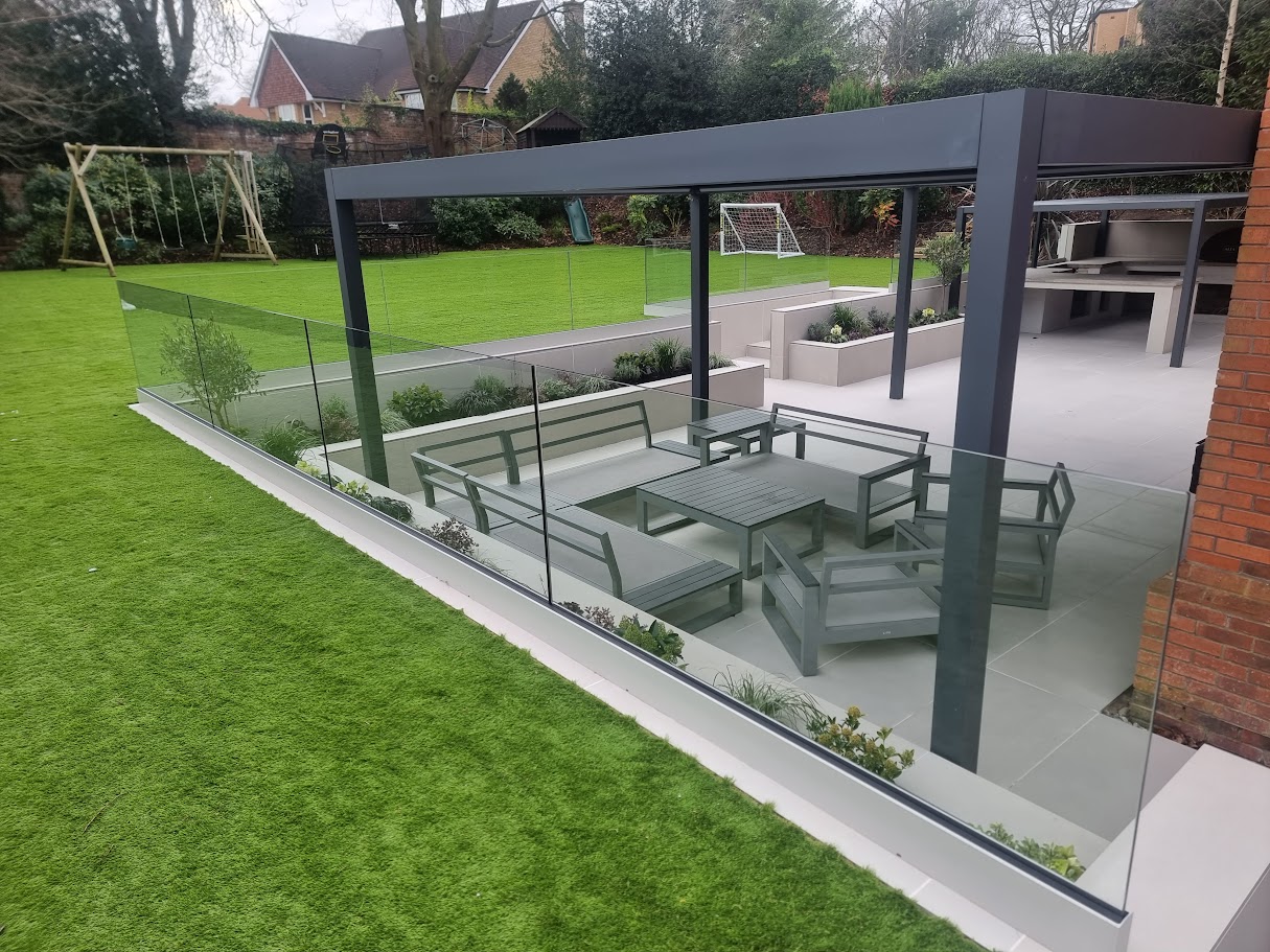 A frameless glass sunken terrace in Bowdon — further view of the completed installation