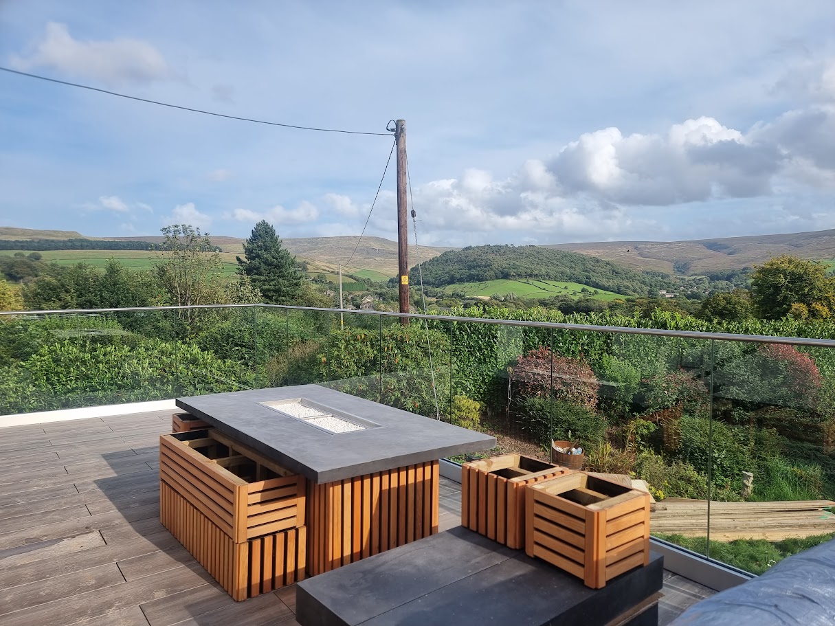 A glass garden terrace in Glossop — Manchester Balustrades installation
