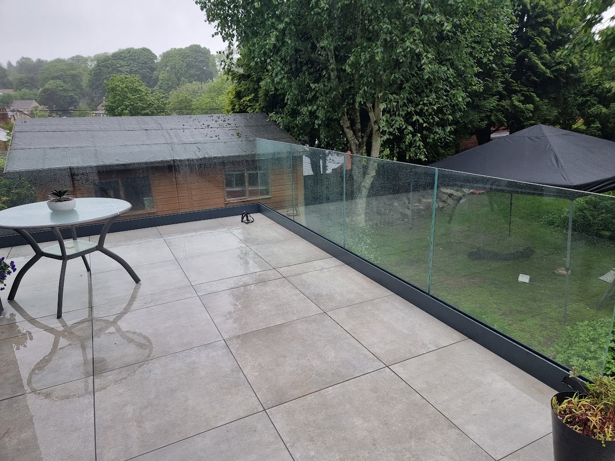 A frameless glass garden terrace in Disley — Manchester Balustrades installation