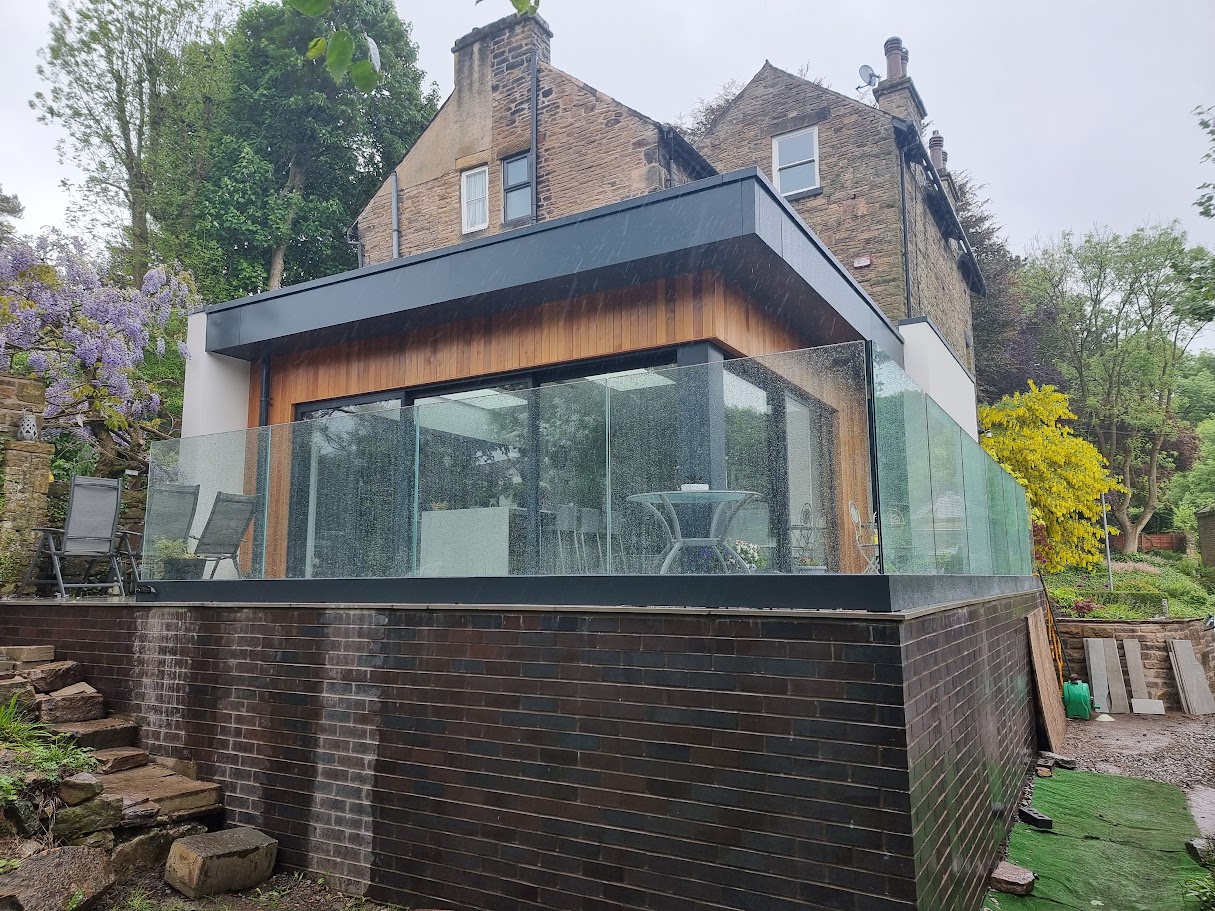 A frameless glass garden terrace in Disley — further view of the completed installation