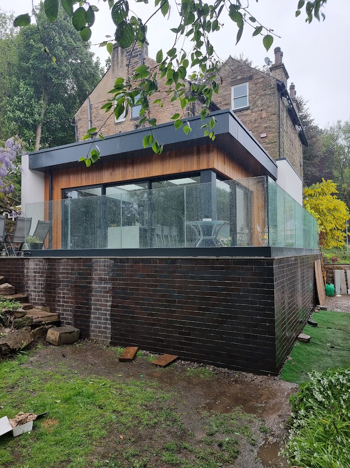 A frameless glass garden terrace in Disley — further view of the completed installation
