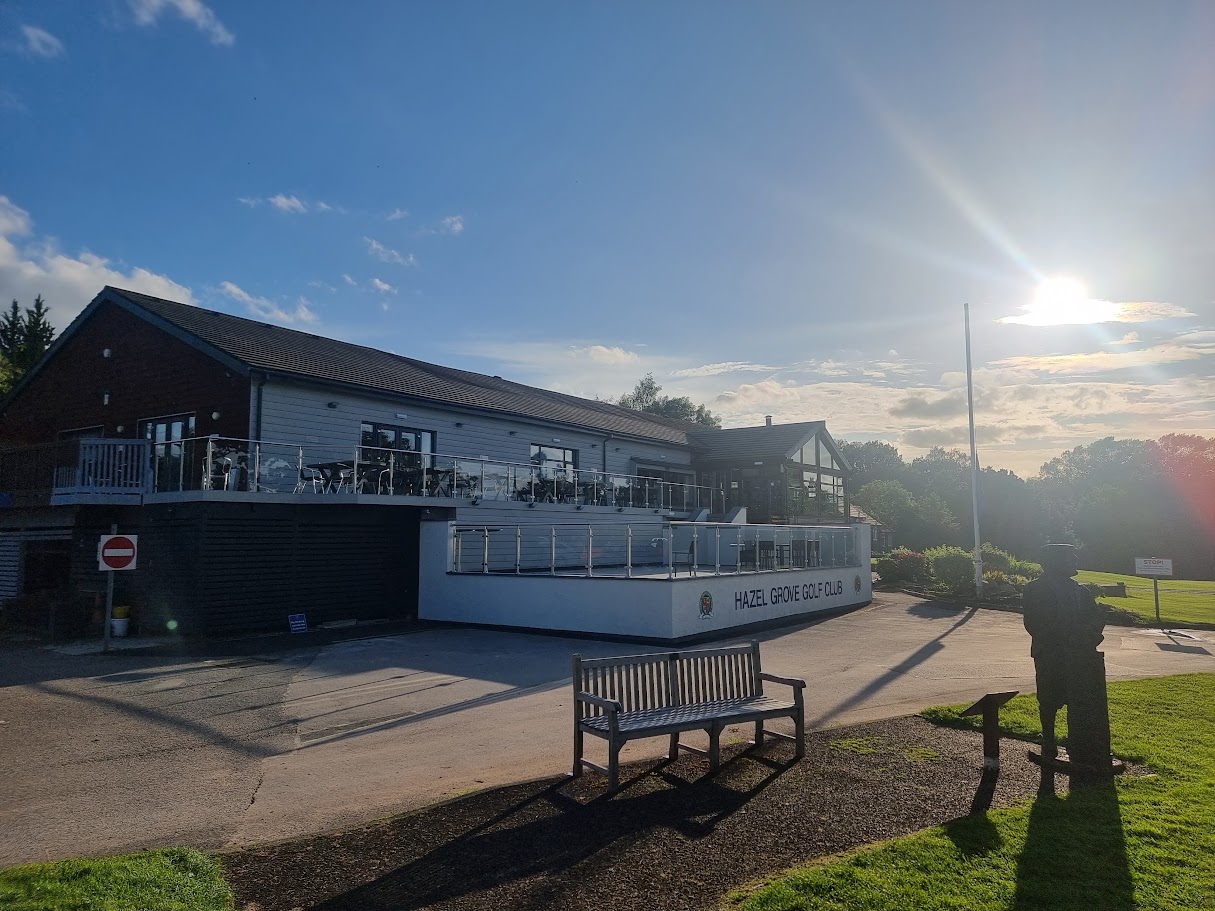 Stainless and glass terraces at Hazel Grove Golf Club — further view of the completed installation