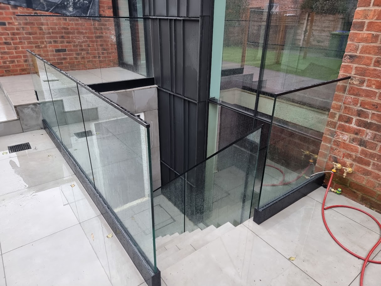 A sunken terrace and garden stairwell in Didsbury — further view of the completed installation